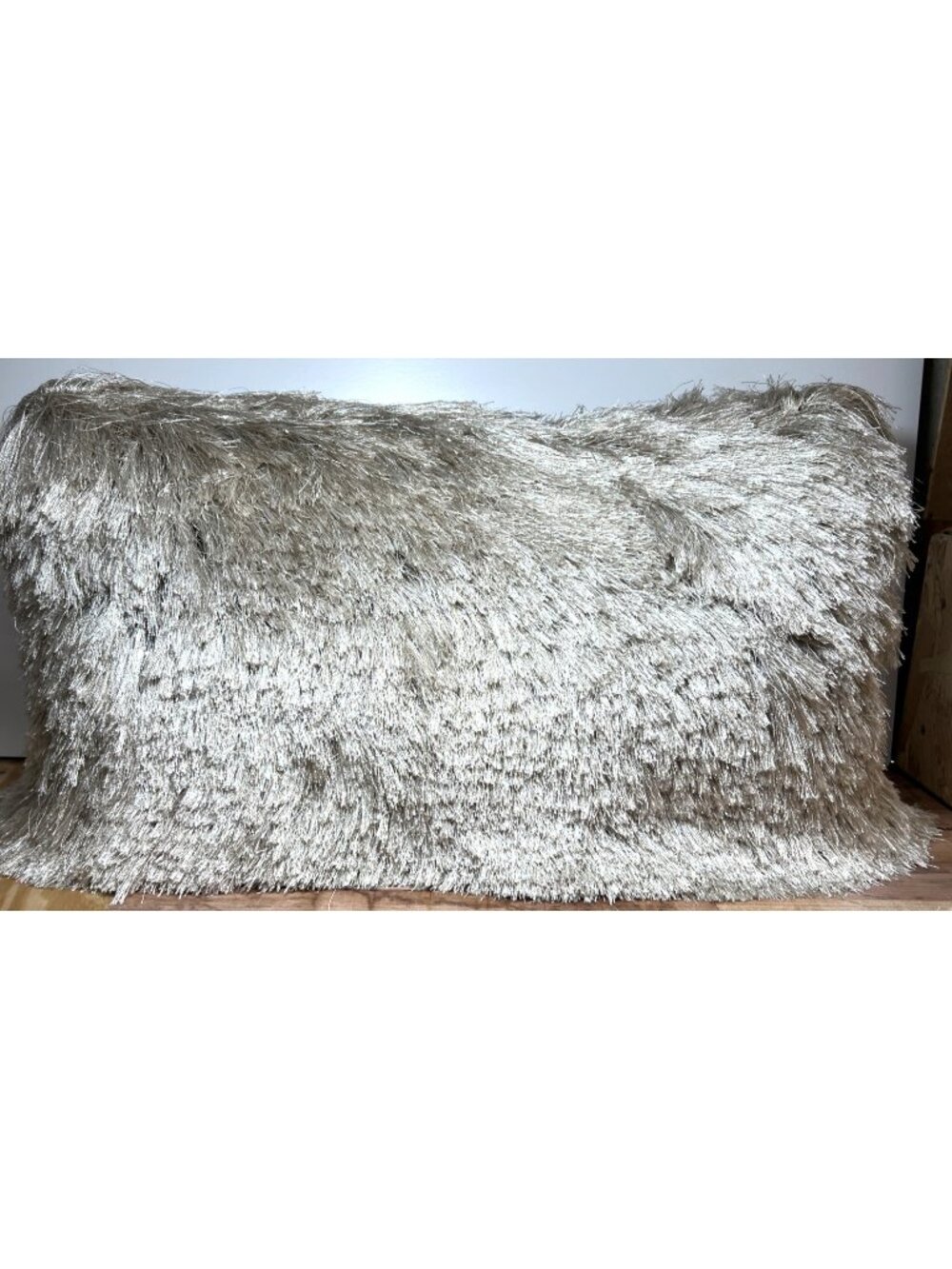 SET OF 2 Shaggy Shimmering Faux Fur Throw Pillow, HEAVY, Zipper Cover